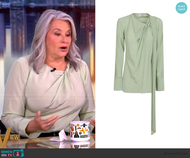 Victoria Beckham Twist Detail Scarf Top worn by Lorraine Bracco on The View