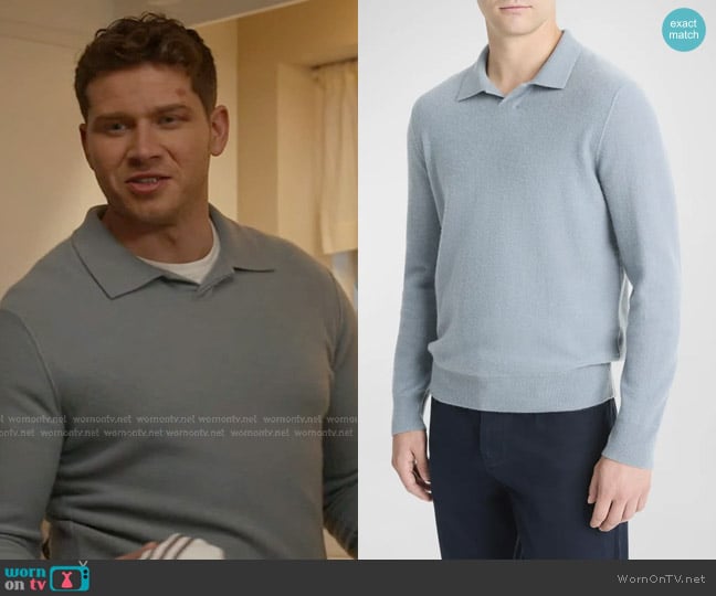 Vince Boiled Cashmere Polo Shirt worn by Evan Buckley (Oliver Stark) on 9-1-1
