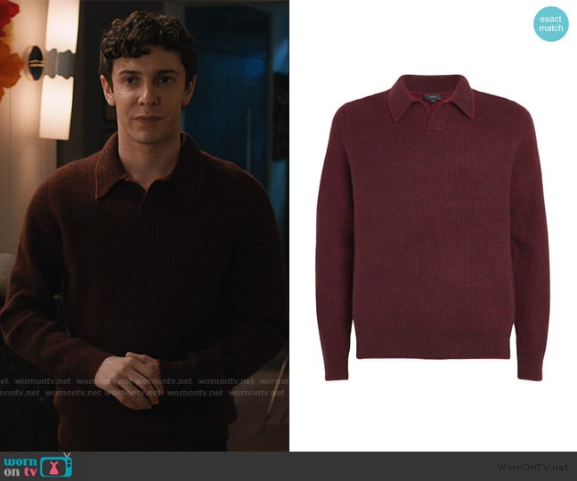 Vince Cashmere Polo Collar Sweater worn by Teddy (Ben Levi Ross) on Elsbeth