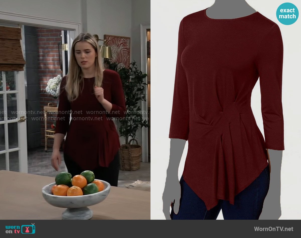 Sasha’s red asymmetric top on General Hospital