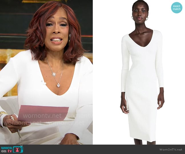 Vince V Neck Ribbed Dress worn by Gayle King on CBS Mornings