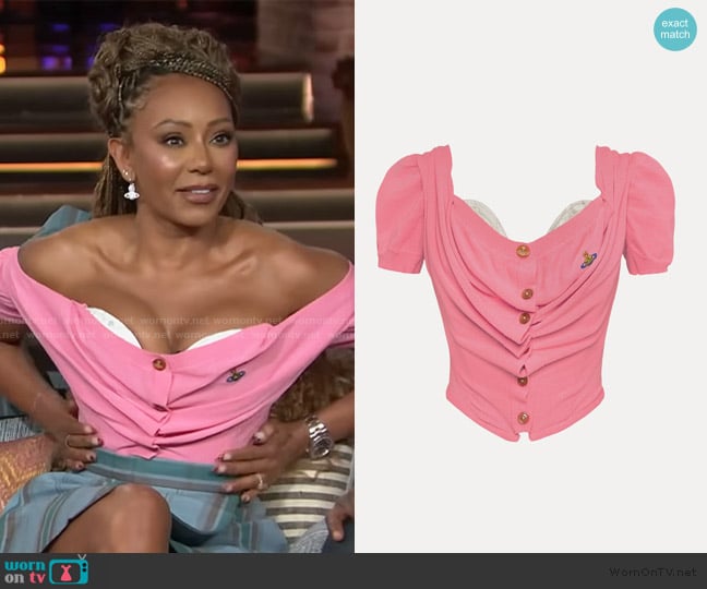 Vivienne Westwood Short Sleeve Bea Corset cardigan worn by Mel B on The Kelly Clarkson Show