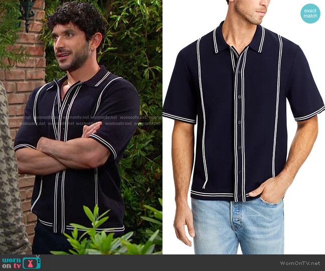 Wax London Minori Stitched Stripe Shirt worn by  Javi Hernandez (Al Calderon) on Days of our Lives