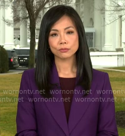 Weijia Jiang's purple blazer on CBS Mornings