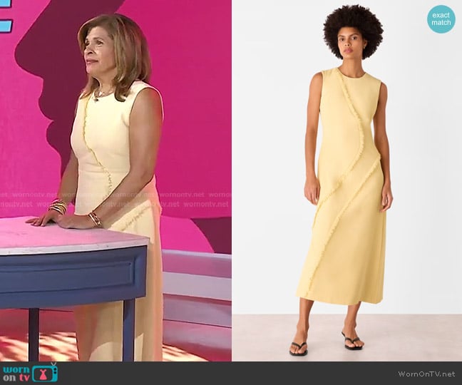Whistles Deana Textured Detail Dress in Butter worn by Hoda Kotb on Today