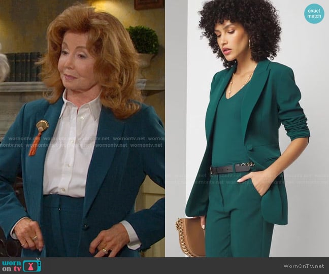 White House Black Market Waist Seam Fluid Blazer worn by Maggie Horton (Suzanne Rogers) on Days of our Lives