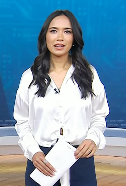Emilie’s white tie front shirt on Today