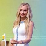 Dr. Whitney Bowe’s white denim trim mini dress on Good Morning America