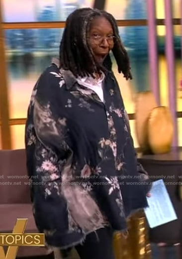 Whoopi's black floral print shirt on The View
