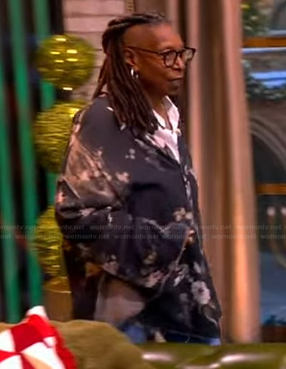 Whoopi's black floral print shirt on The View