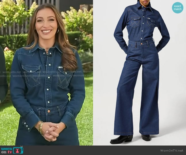 Wrangler Trouser Coverall worn by Emily Orozco on Access Hollywood