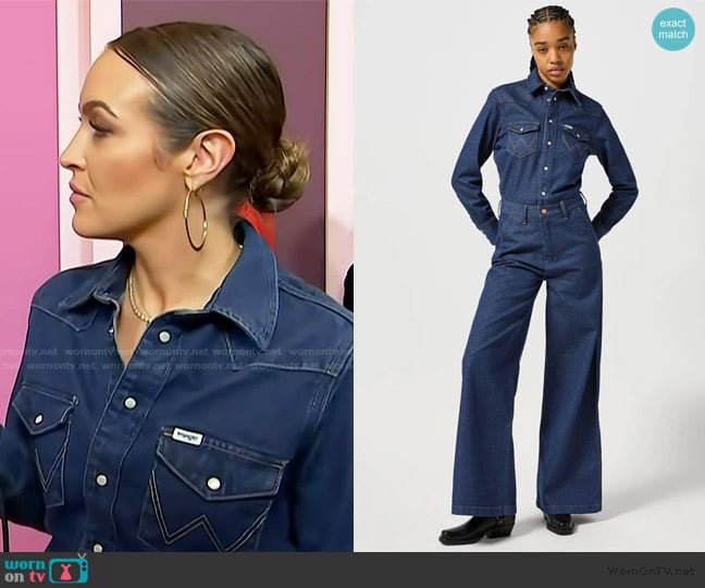 Wrangler Trouser Coverall worn by Emily Orozco on Access Hollywood