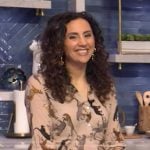 Yumna Jawad’s animal print blouse and skirt on Live with Kelly and Mark