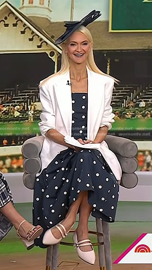 Zanna Roberts Rassi’s navy polka dot top and skirt on Today