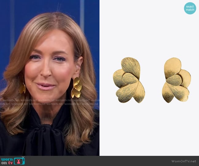 Zara Flower Fan Earrings worn by Lara Spencer on Good Morning America