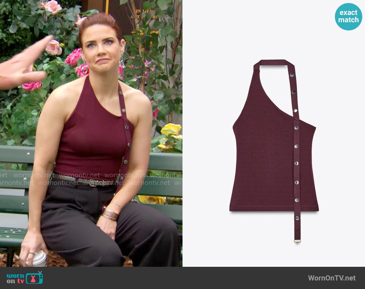 Zara Asymmetric Top worn by Sally Spectra (Courtney Hope) on The Young and the Restless
