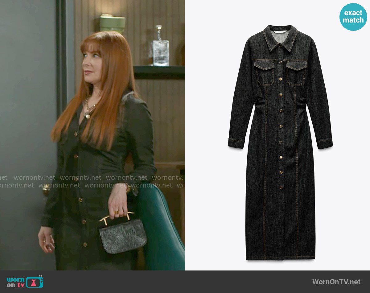 Zara Denim Midi Dress worn by Pamela Curtis (Cady McClain) on Beyond the Gates