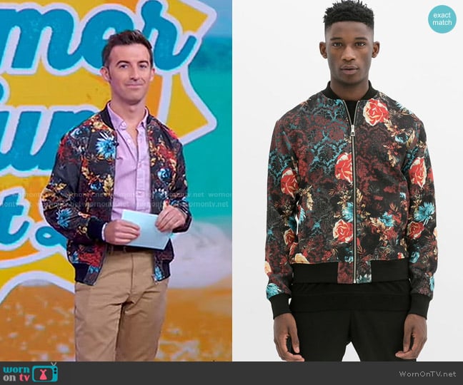 Zara Floral Bomber Jacket worn by Will Ganss on Good Morning America
