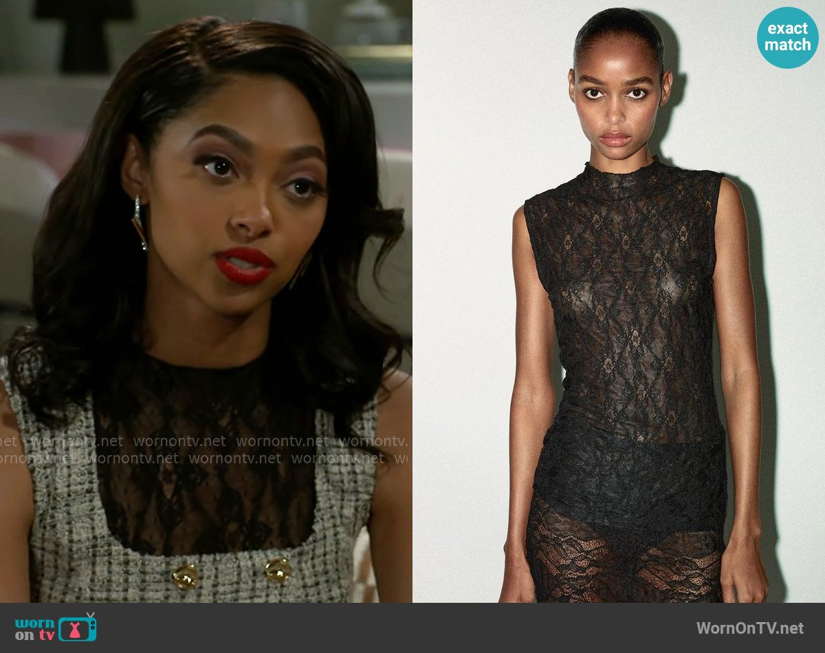 Zara Lace Top worn by Kat Richardson (Colby Muhammad) on Beyond the Gates