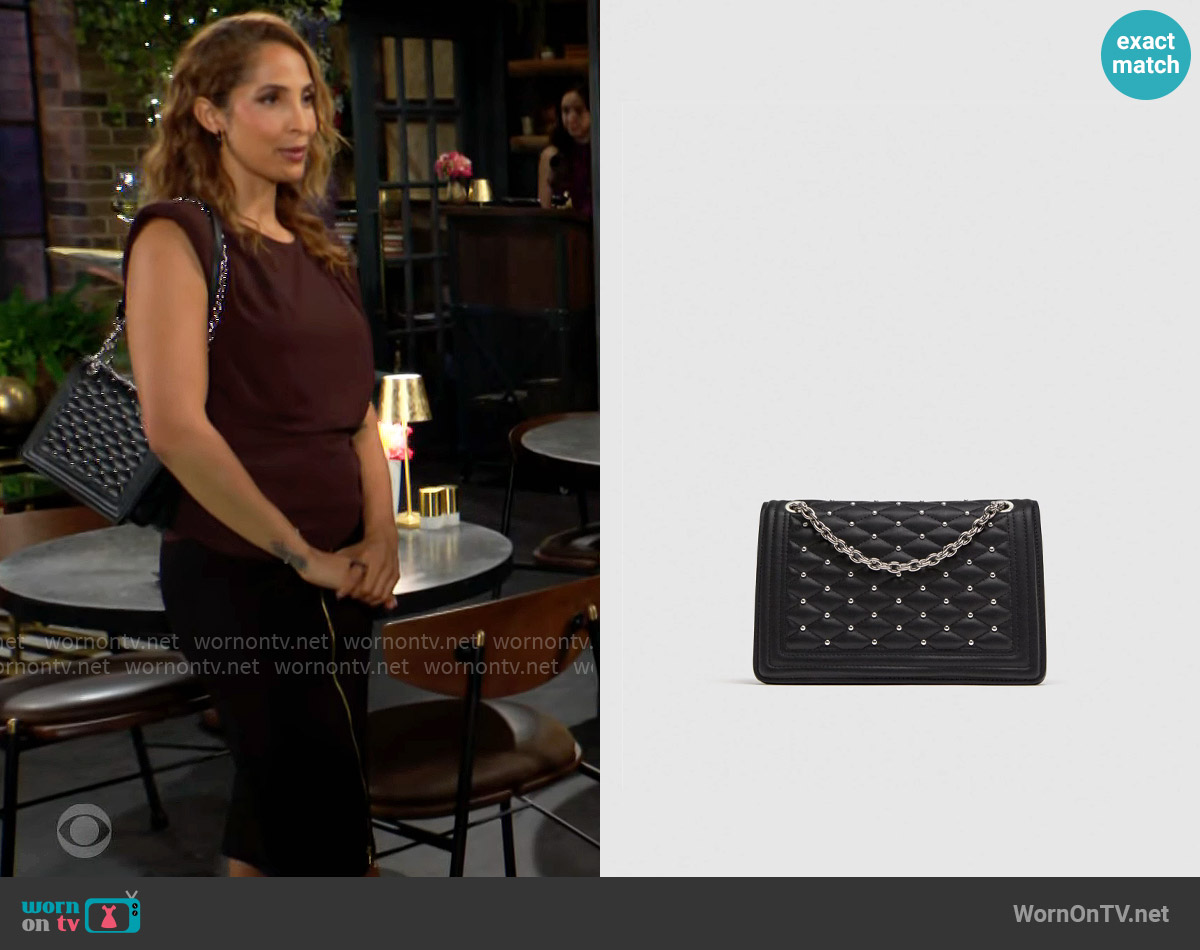 Zara Quilted Crossbody Bag worn by Lily Winters (Christel Khalil) on The Young and the Restless