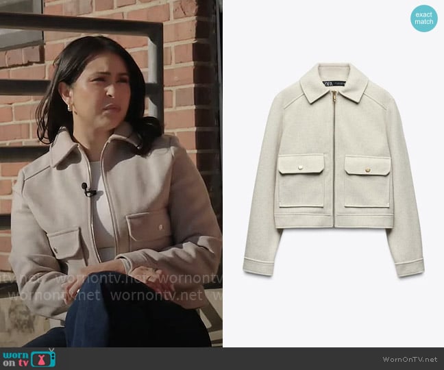 Zara Soft Zippered Jacket worn by Nicole Valdes on CBS Mornings