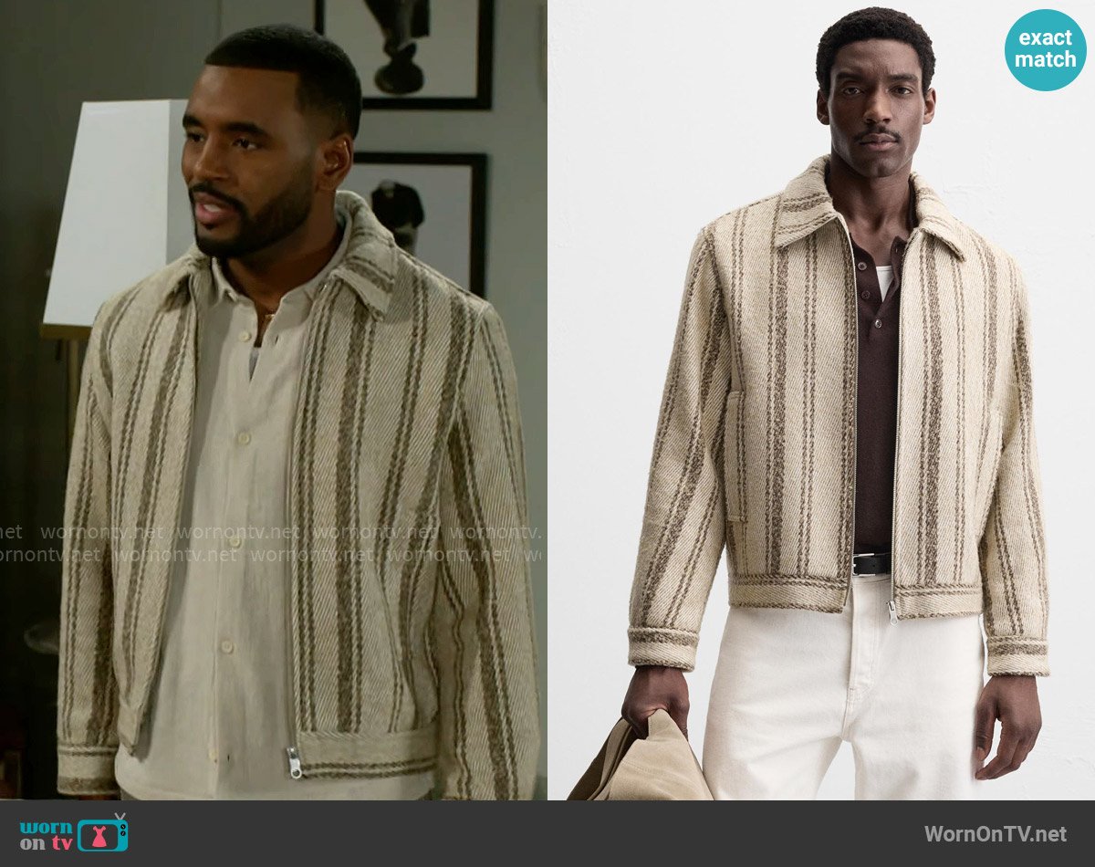 Zara Textured Stripe Jacket worn by Andre Richardson (Sean Freeman) on Beyond the Gates