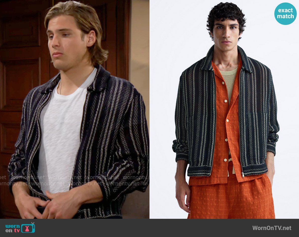Zara Textured Openwork Jacket worn by Will Spencer (Crew Morrow) on The Bold and the Beautiful