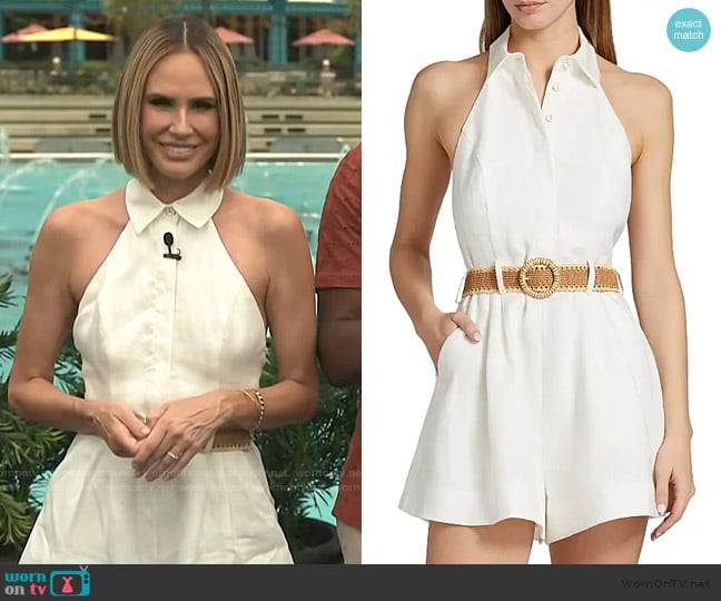 Zimmermann Acacia Linen Halter Romper worn by Keltie Knight on E! News