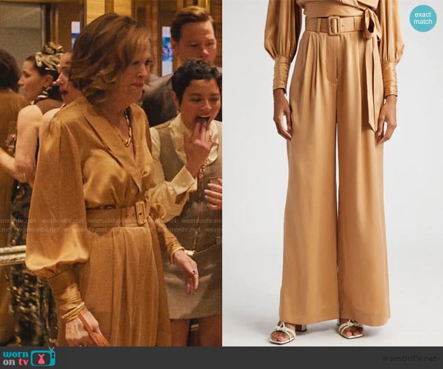 Zimmermann Belted Silk Wide Leg Pants worn by Patty Leigh (Catherine O'Hara) on The Studio