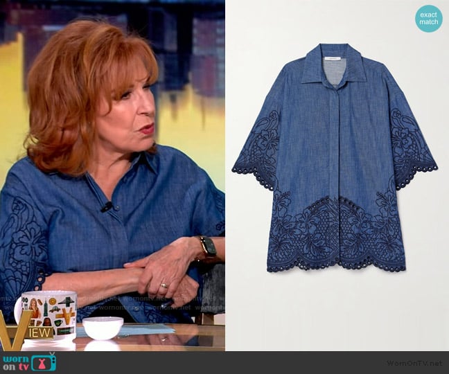 Zimmermann Coco Embroidered Chambray Shirt worn by Joy Behar on The View