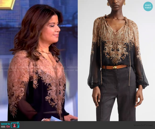Zimmermann Dawning Placed Paisley Peasant Top worn by Ana Navarro on The View