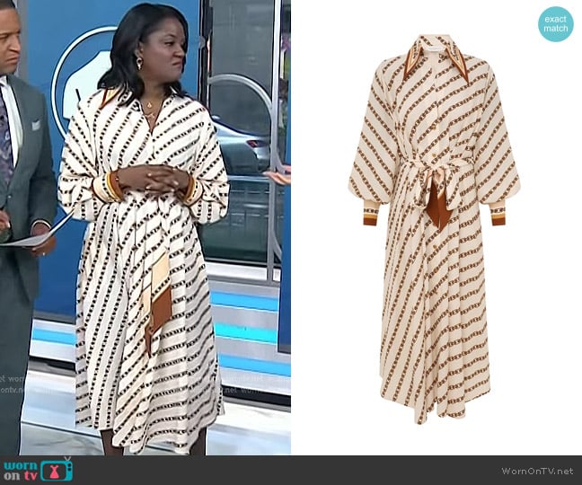 Zimmermann Tuck Midi-Shirtdress in Cream Chain worn by Dr. Angela Lamb on Today