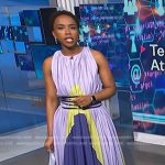Zinhle’s purple pleated dress and belt on NBC News Daily