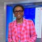 Zinhle’s pink plaid top and blazer on NBC News