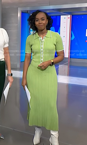 Zinhle's green ribbed polo dress on NBC News Daily
