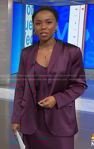 Zinhle's purple satin blazer on NBC News Daily