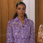 Zuri’s purple floral print mini dress on Access Hollywood