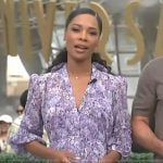 Zuri’s purple floral print mini dress on Access Hollywood
