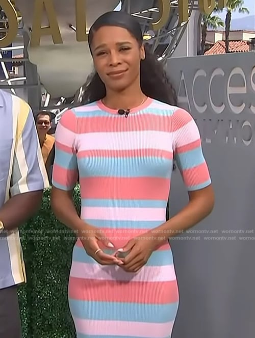 Zuri's stripe ribbed dress on Access Hollywood