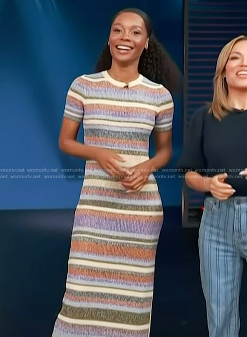 Zuri’s striped midi dress on Access Hollywood