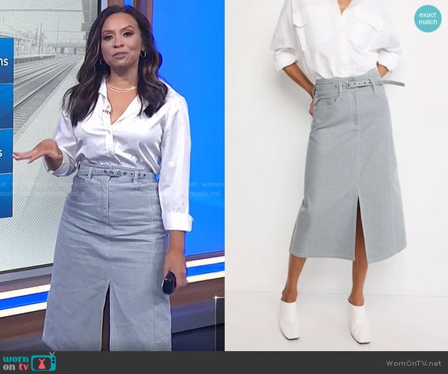 3.1 Phillip Lim x RTR A-Line Denim Skirt worn by Adelle Caballero on Today