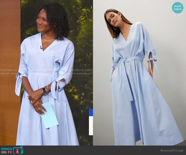3.1 Phillip Lim Stripe Poplin Midi Dress worn by Janai Norman on Good Morning America