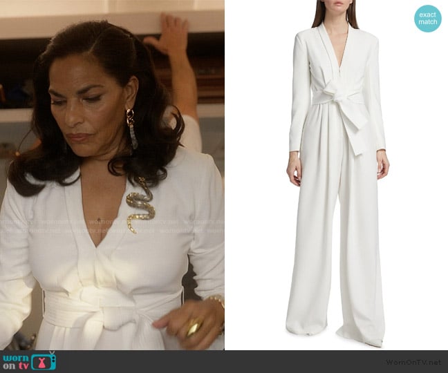 Seema’s white belted jumpsuit on And Just Like That