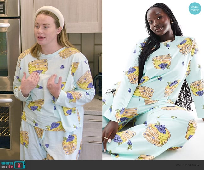 ASOS Curve pancakes long sleeve top & pants pajama set worn by Whitney Leavitt on The Secret Lives of Mormon Wives
