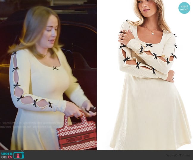 ASOS Ribbed Mini Dress with Contrast Bows worn by Whitney Leavitt on The Secret Lives of Mormon Wives