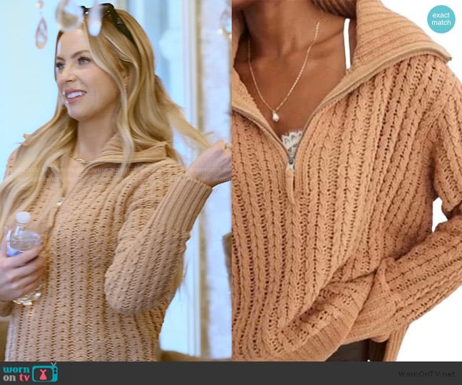 Aerie Cable Car Quarter Zip Sweater worn by Mayci Neeley on The Secret Lives of Mormon Wives