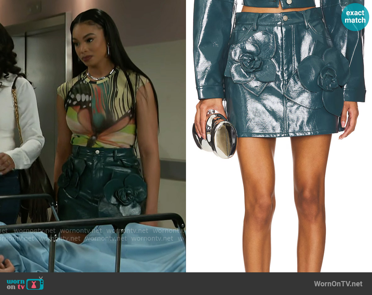Aknvas Lucia Skirt in Sarcelle worn by Chelsea Hamilton (RhonniRose Mantilla) on Beyond the Gates