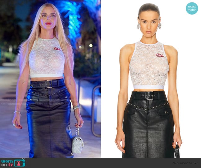 Alessandra Rich Stretch Lace Sleeveless Top worn by Alexia Echevarria (Alexia Echevarria) on The Real Housewives of Miami