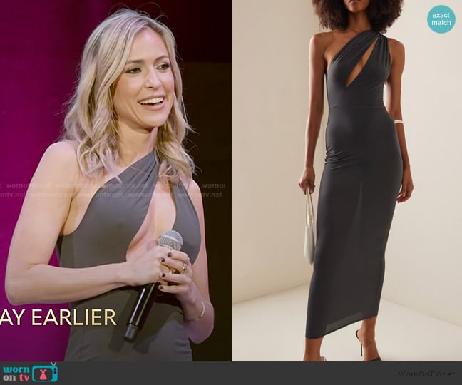 Alex Perry One-Shoulder Crepe Jersey Midi Dress worn by Kristin Cavallari on Honestly Cavallari The Headline Tour