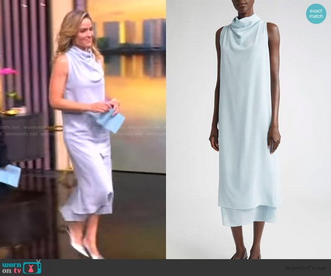 Altuzarra Noor Layered Silk Midi Dress worn by Sara Haines on The View